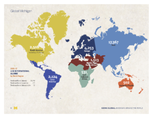 UM International Alumni by Region as of 2016-17